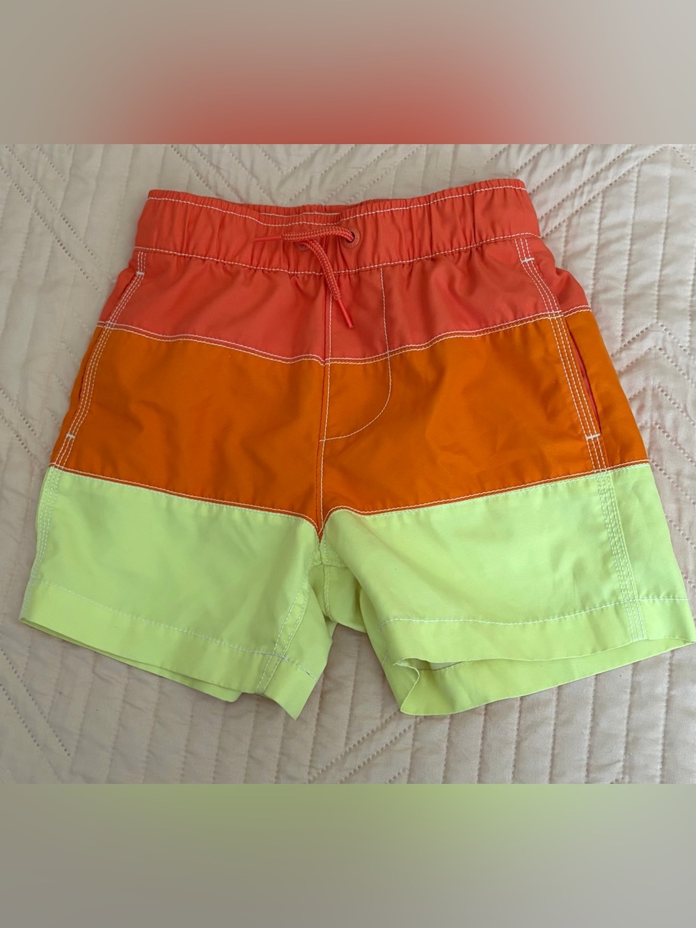 GAP Kids Colorblock Swimsuit Shorts in Coral, Orange & Lime